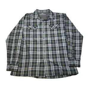 Croft & Barrow Quick Dry Shirt Mens XL Green Plaid Performance Long‎ Sleeve